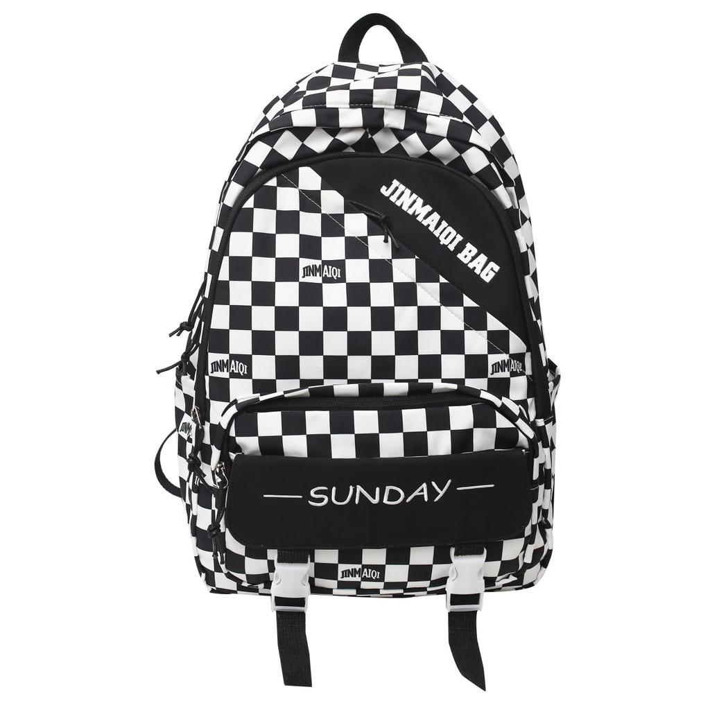 Korean version backpack checkerboard junior and high school students make-up schoolbag large capacity lightweight leisure outdoor travel backpack