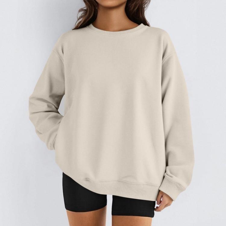Damen Winter Fleece Tops Langarm Sweatshirt Lässiger Rundhalsausschnitt Pullover Lockerer Schnitt Warme Wintertops