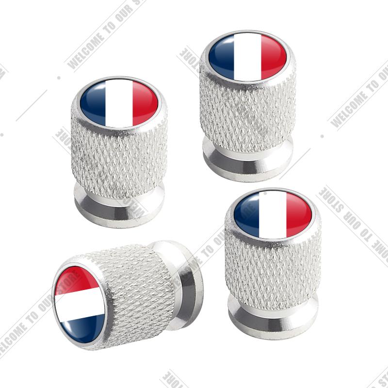 

Car CNC Aluminum Germany Italy France Tricolor Flag Emblem For Citroen Peugeot Fiat Kia 4pcs Tire Valve Air Port Stem Cover Caps