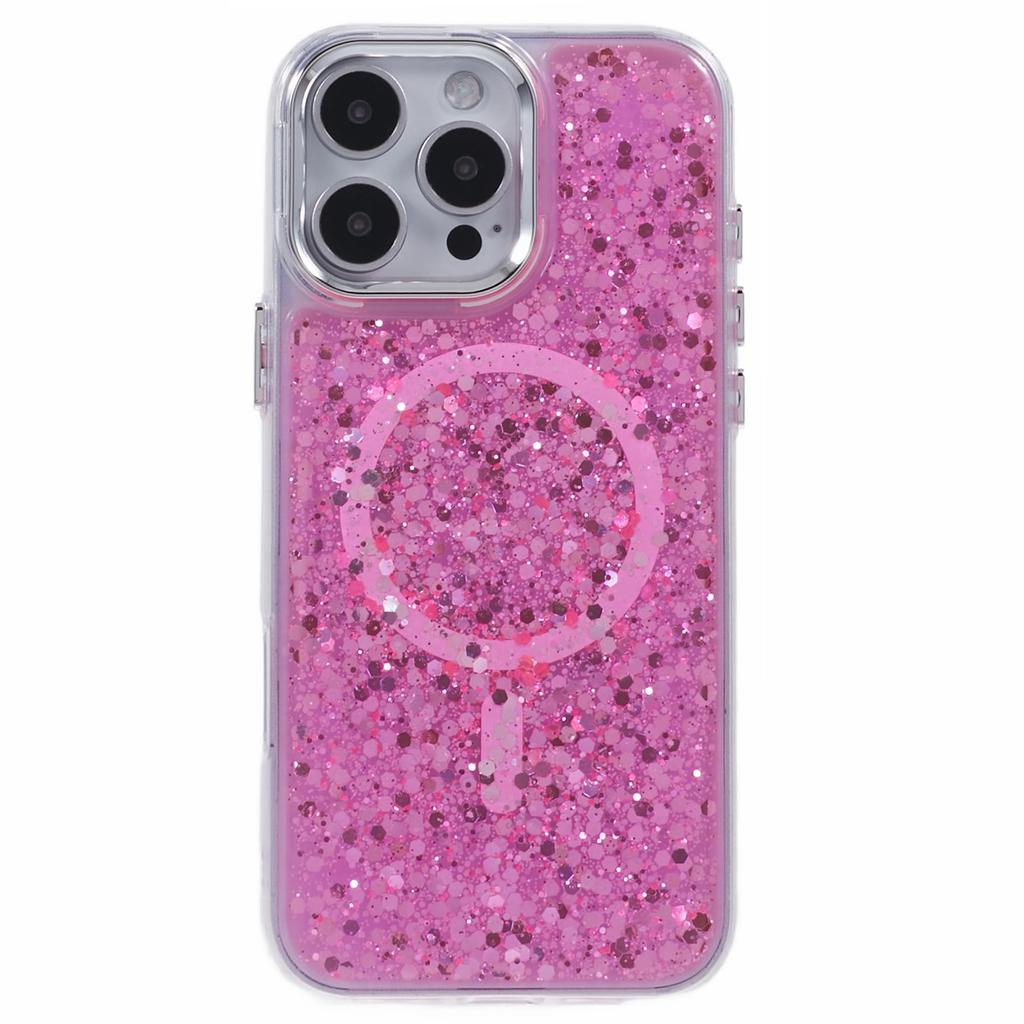 For iPhone 16 Pro Max Case Compatible with MagSafe Glitter Sequin Epoxy TPU+Acrylic Phone Cover