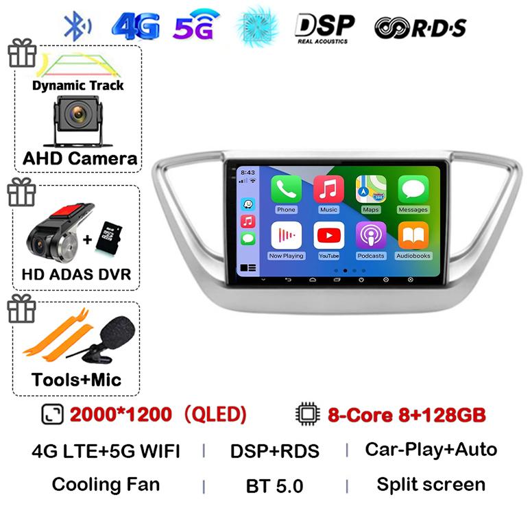 Android 14 Carplay WIFI+4G Car Radio For Hyundai Solaris 2 Verna 2016-2020 Multimedia Video Navigation Player Auto Autoraido GPS