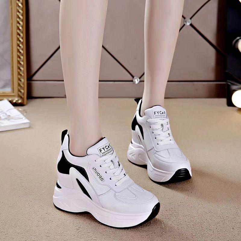Women's Vulcanized Shoes Trendy New Lace-up Wedge Shoes Women's Casual Sneakers Non Slip Thick Soled Sports Shoe Tenis De Mujer