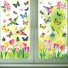 Watercolor Tulip Small Flowers Butterfly Electrostatic Window Sticker Double-sided Printing Spring Window Glass