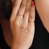 2026 New Arrived Fashion Women Jewelry Geometric Bezel CZ Drop Charm Tassel Chain Double Finger Ring Gold Plated