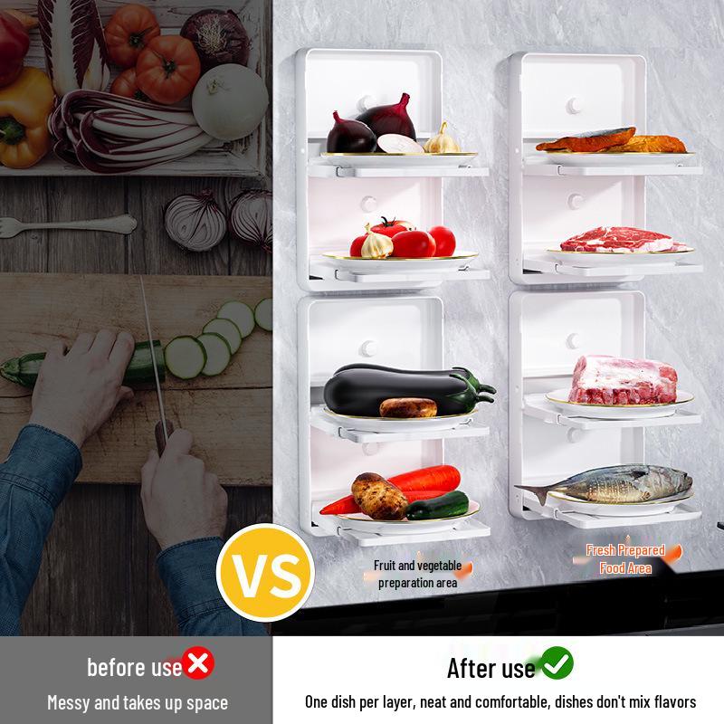 Extendable Wall-Mounted Plastic Dish Rack: Folding Kitchen Prep and Plate Storage Solution