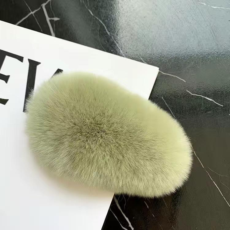 Girls Plush Hairpin Natural Rabbit Fur Women Bangs Hairpin
