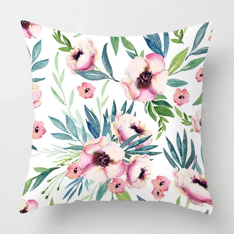 Nordic Fall Home Decor Autumn Throw Pillow Case Sofa Cushion Cover Modern 45X45Cm 45*45 50X50Cm 60X60 40X40Cm Plant Green Leaf
