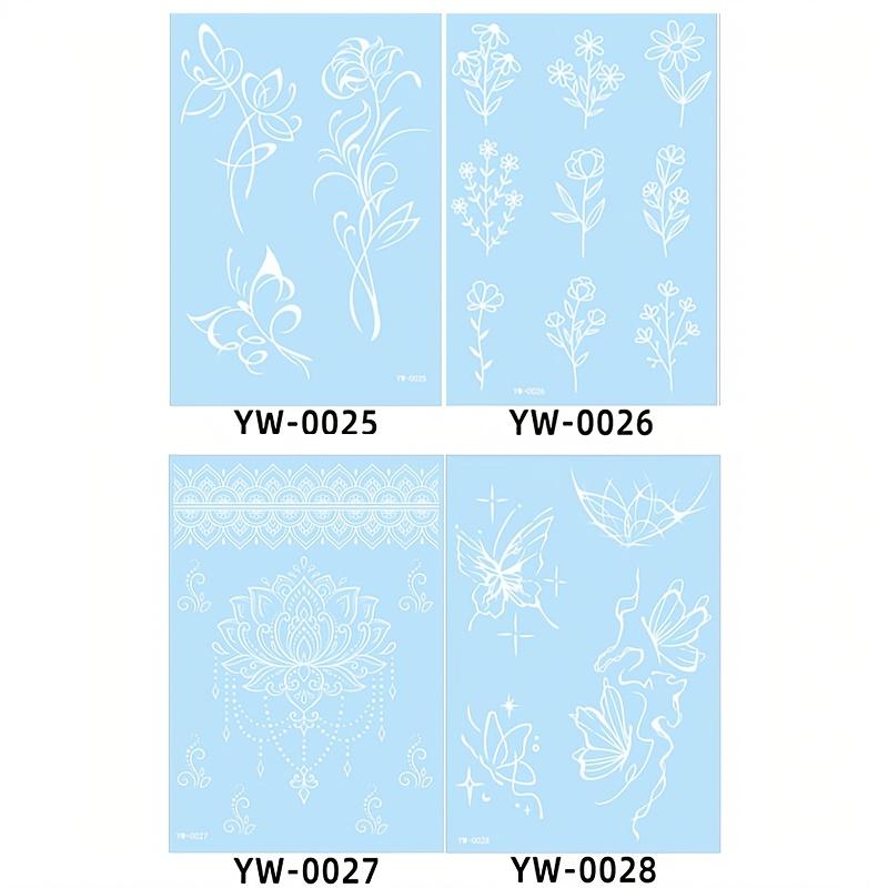 For Women Men Long Lasting Flowers Fake Tatoo Finger 4sheets/set Body Art Luminous Waterproof Temporary Tattoo Sticker Butterfly Home