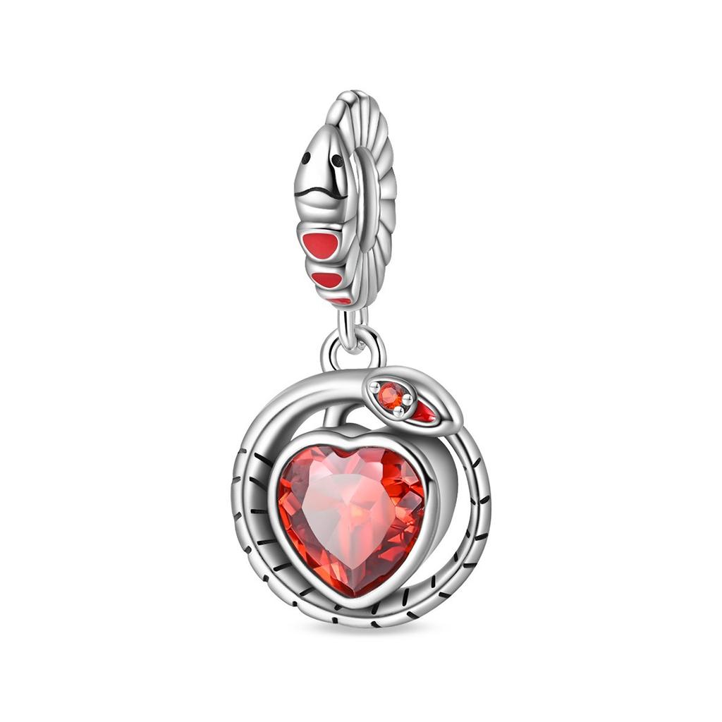 S925 Silver Vintage Serpent Pendant Jewelry Accessories Green Snake Beads For Bracelet Necklace Decoration