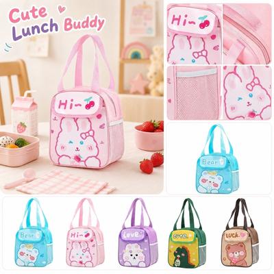 Insulated Lunch Bag Cartoon Design Portable Handle Thermal Cooler Tote Bag for Food Storage and Transport Suitable for Kids and Adults
