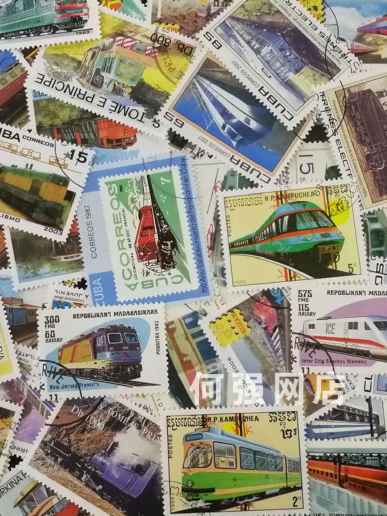 100 Francobolli Diversi di Treni Diesel Elettrici Nessun Duplicato Francobolli Postali Veri Timbri Francobolli Postali Tematici di Treni Grandi Collezione