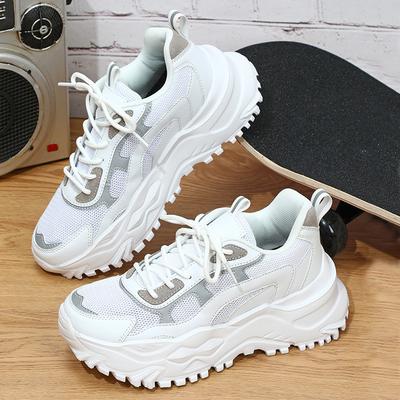 Unisex Plateau-Sneaker Atmungsaktives Mesh Klobige Schuhe Rutschfest Höhe Erhöhend Sportschuhe für Laufen Joggen Reisen im Freien