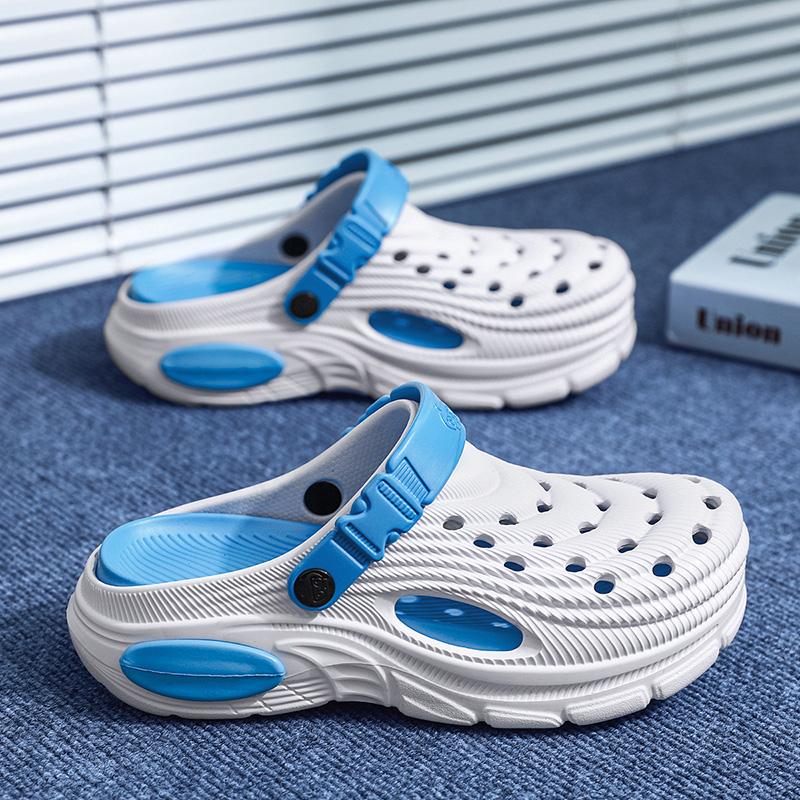 Round Toe Eva Thick Bottom Clogs Footwear Summer Spring Men'S Leisure Ventilated New Design Color Block Everyday Cozy Footwear