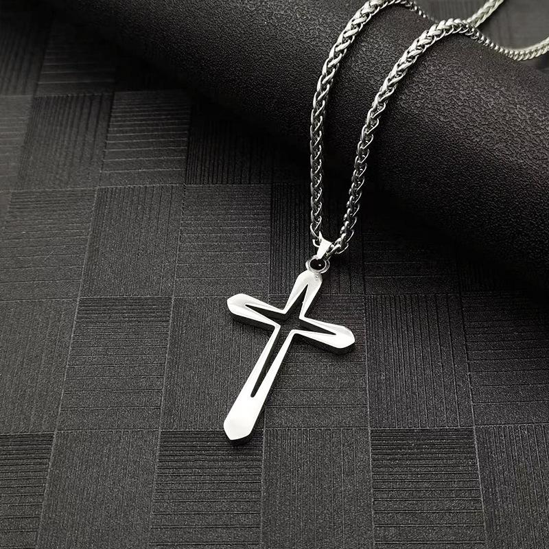 Hollow Starry Sky Cross Pendant Titanium Steel Minimalist Fashion Unisex Necklace Jewelry Accessory