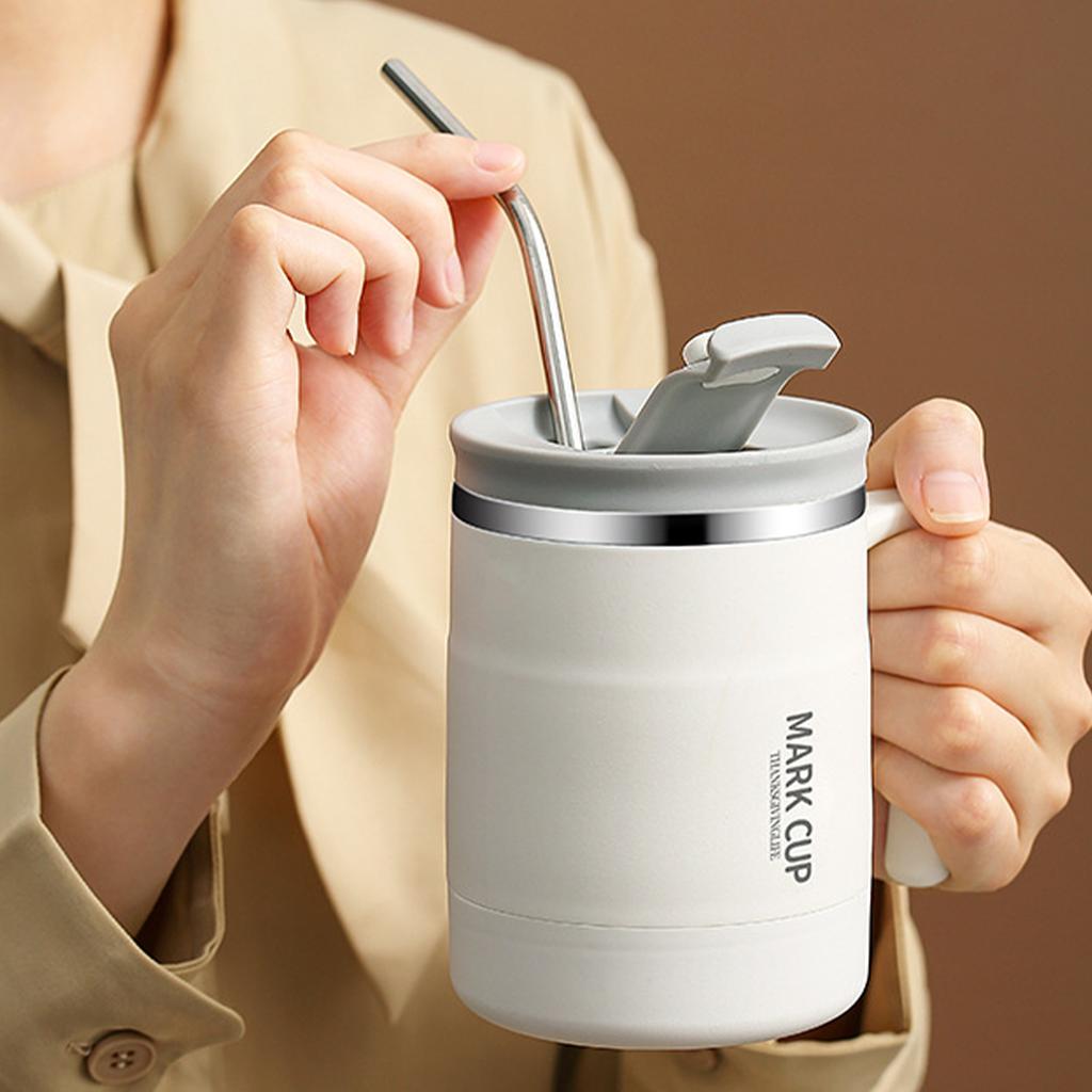 Thermal Cup 304 Stainless Steel Double-layer Insulated Coffee Mug With Spoon Portable Leak Proof Wter Cup For Student Adult