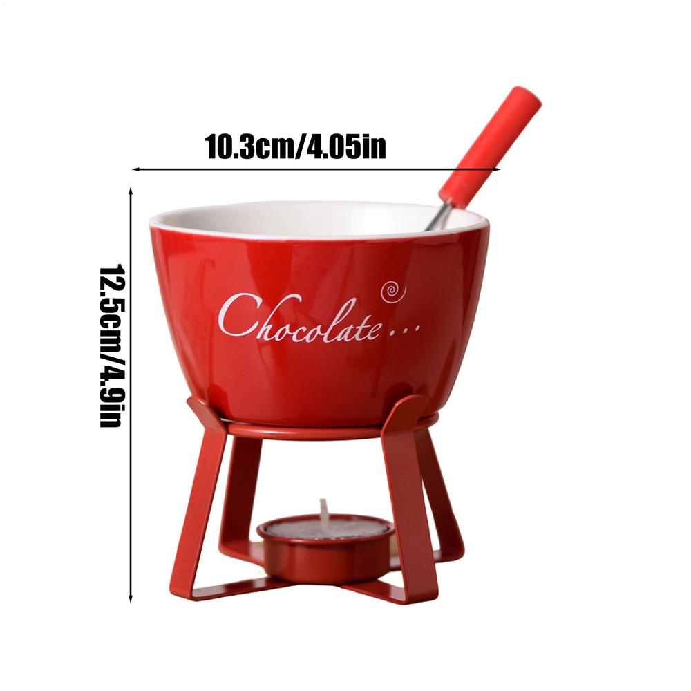 Chocolate Fondue Cup With Fork Ceramic Kitchen Gadgets Chocolate Melting Cup Mini Fondue Set For Christmas Birthday Party