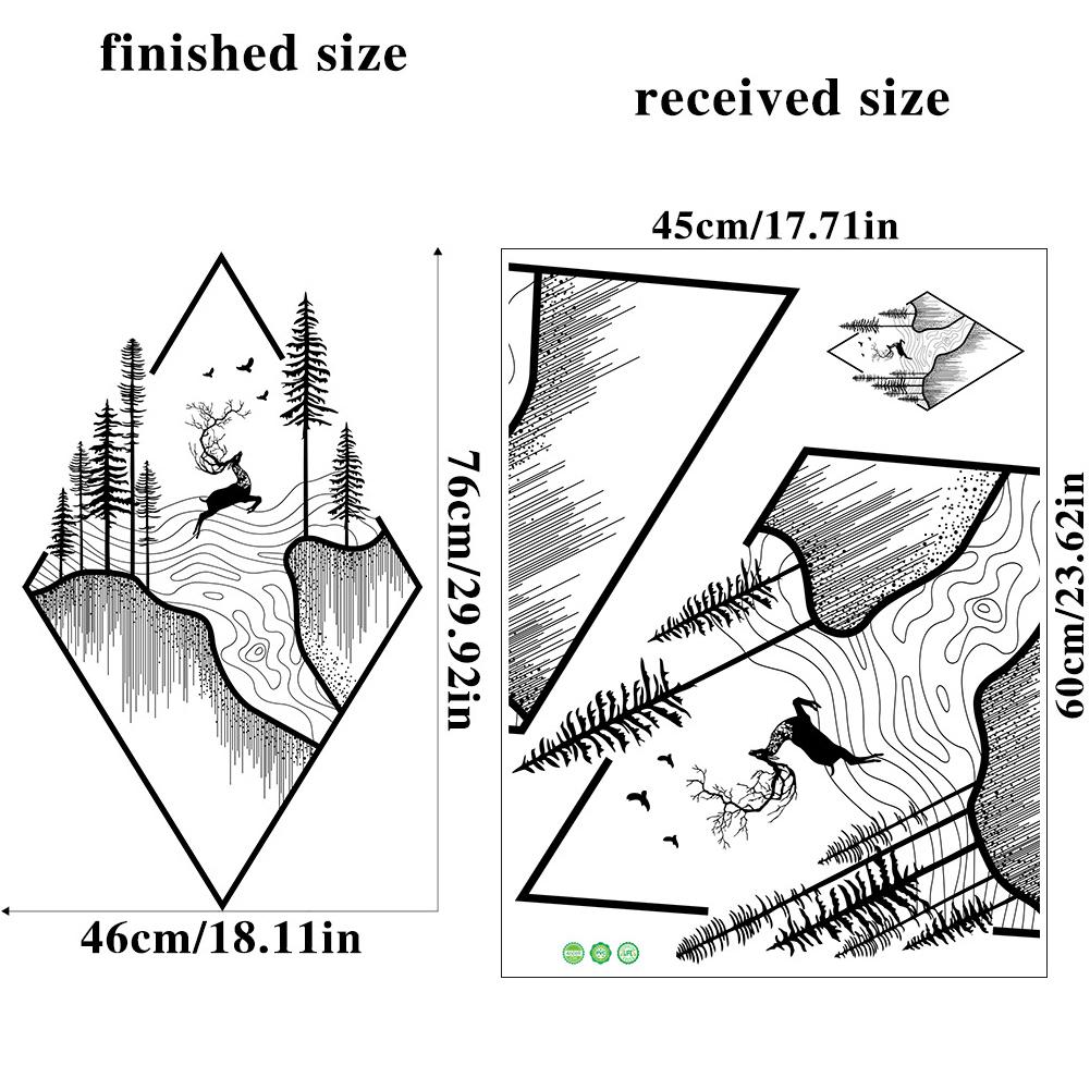 Nordic Style Ins Deer Door Stickers Home Decor Removable Hallway Stair Decoration Vinyl Mural Decals