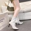 New Style Fashion Retro Women's Pointed Short Boots New Style High Heels Lacquered Leather Comfortable Boots Zapatos Mujer