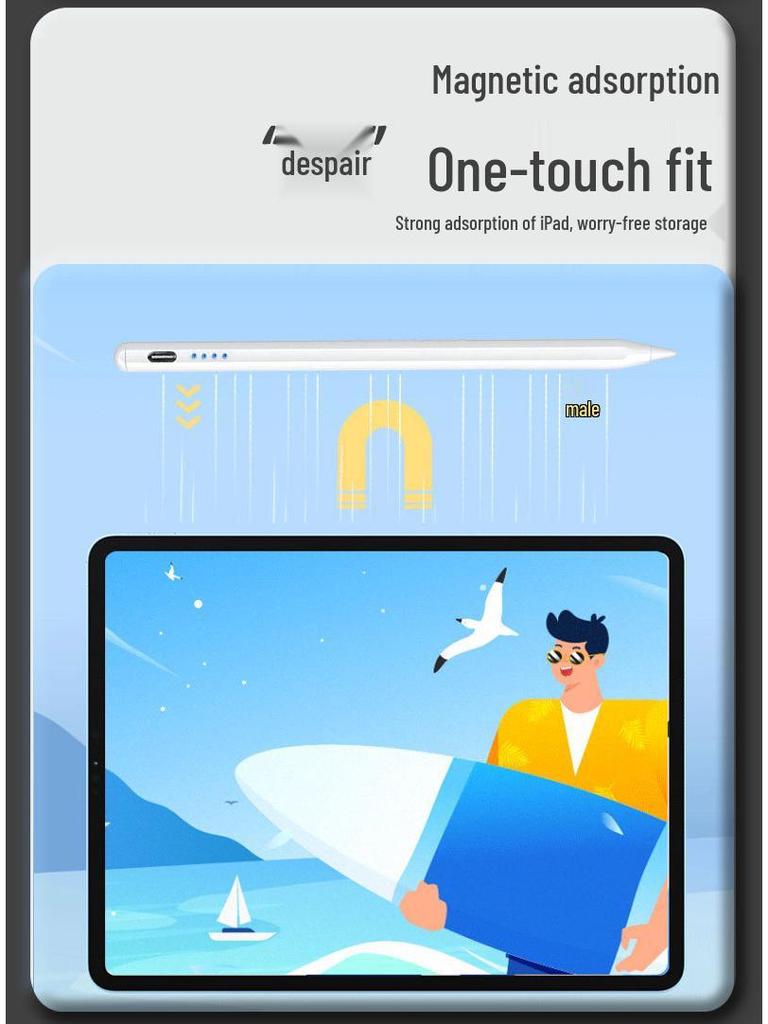 Apple Pencil-Compatible iPad Capacitive Stylus with Magnetic Charging