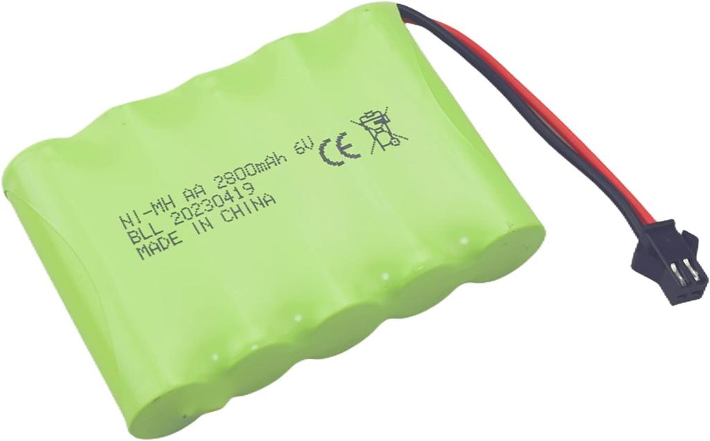 6.0V 2800mAh AA Rechargeable Battery with SM-2P Plug and USB Charging Cable – Compatible with TB141 TB142 DE37