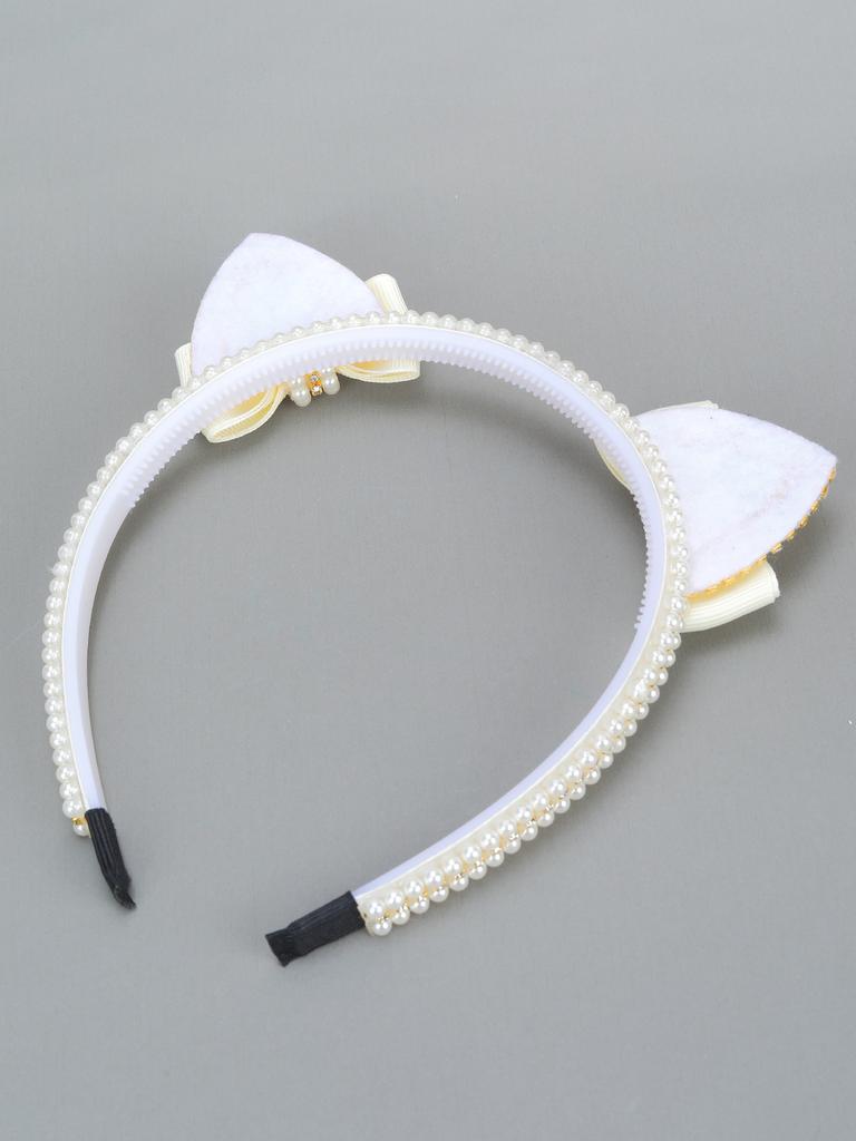 1PC Elegant Cat Ear Pearl Hairbands Fashion Women's Rhinestone Headband Hair Hoop Hair Bands for Girls Hair Accessories