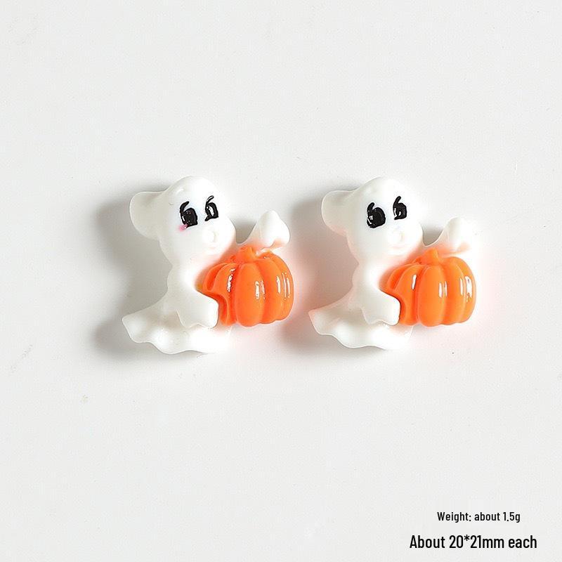Halloween Resin Ghost & Pumpkin DIY Ornaments: Black Cat, Stickers, Hair & Phone Accessories