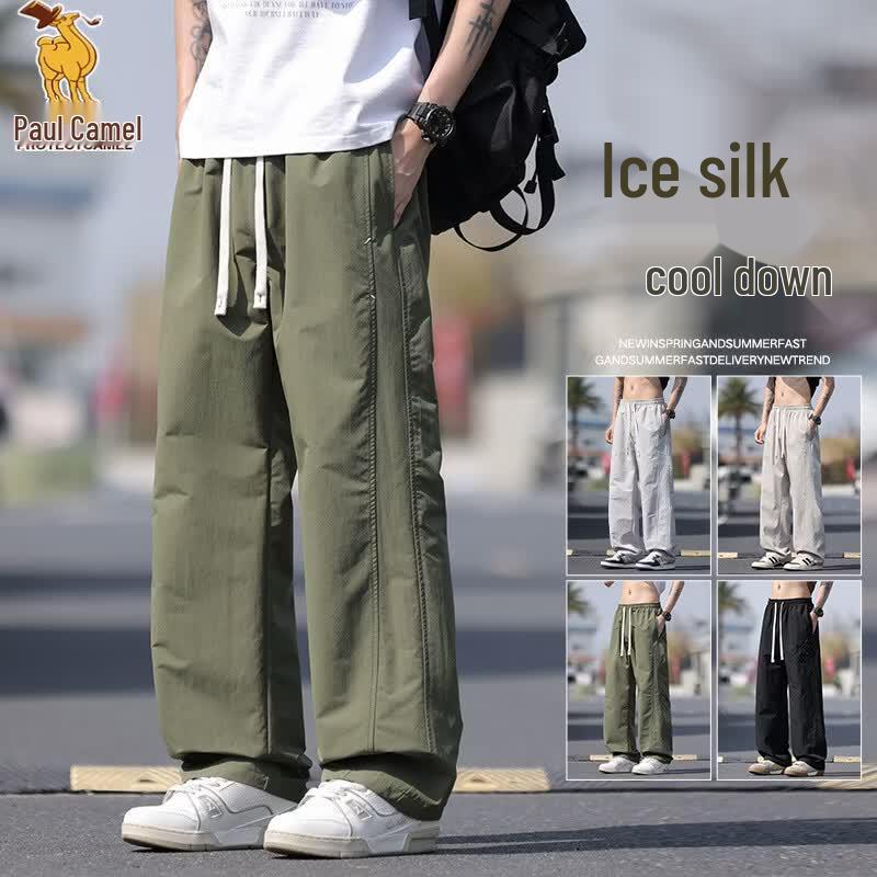 Paul Camel Men's Summer Loose Fit Straight-Leg Casual Pants