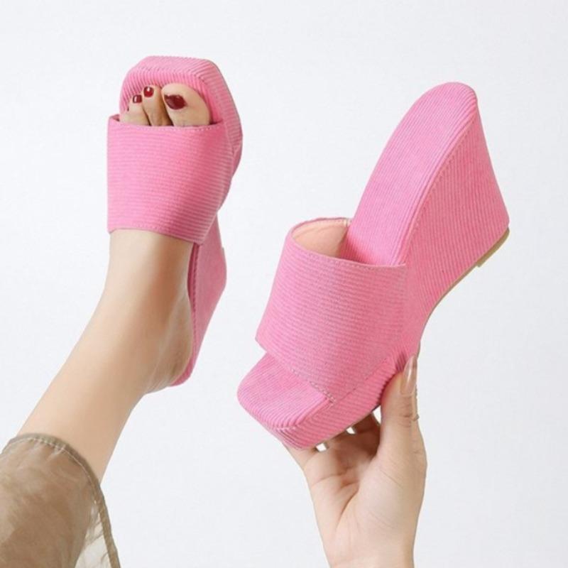 Women Platform Slippers Beach Wedges High Heels Sandals Summer 2026 New Women Slippers Thick Sexy Slides Women