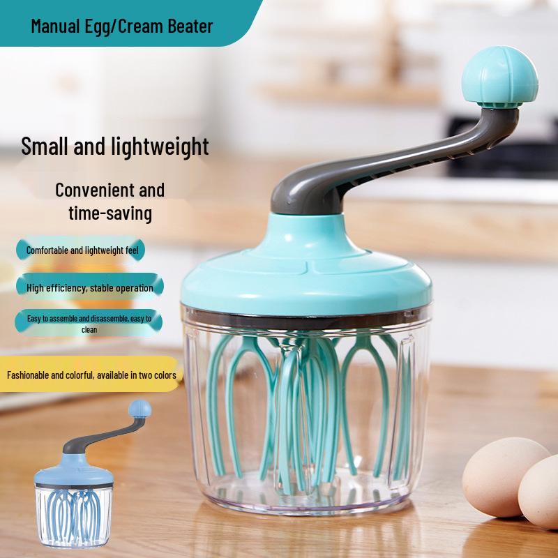 Hand-Crank Egg Beater & Cake Mixer: Semi-Automatic Cream Whipper Tool