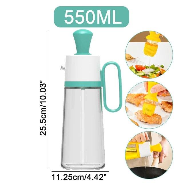 2 In 1 Oil Dispenser With Silicone Brush BBQ Oil Spray Glass Bottle For Barbecue Cooking Seasoning Bottle Kitchen Tool