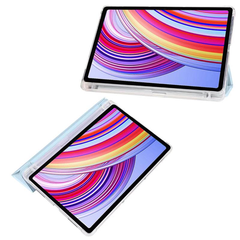 Dreifach gefaltete Tablet-Hülle aus Leder mit weicher Rückseite und Ständer für Xiaomi Redmi Pad Pro 12.1 Poco Pad, Hülle für Redmi Pad Pro, Hülle mit Stifthalter