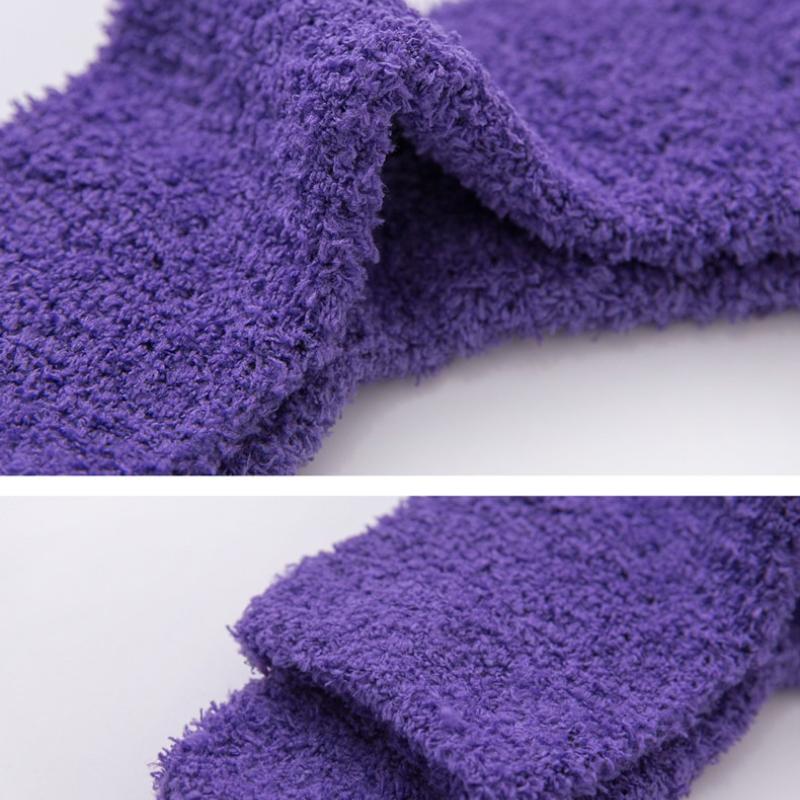Winter Candy Farbe Korallen samt Frauen Warme Socken Plüsch Weibliche Verdickt Boden Schlafen Socke