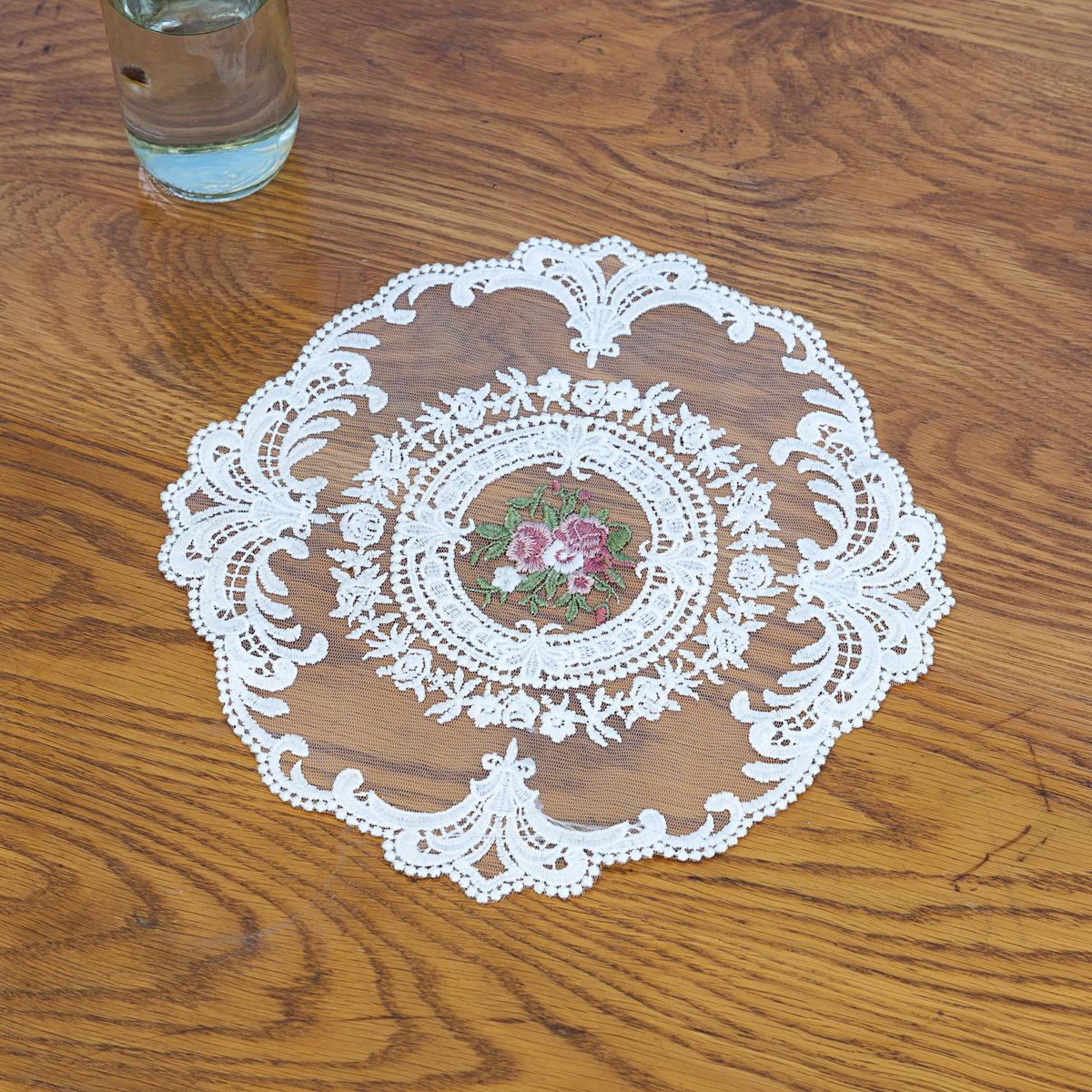 

1pc 28cm/11.02in Lace Dining Table Cover Round Heat Resistant Embroidered Table Cloth Doily White Coffee Coaster Photo Props 1pc белый