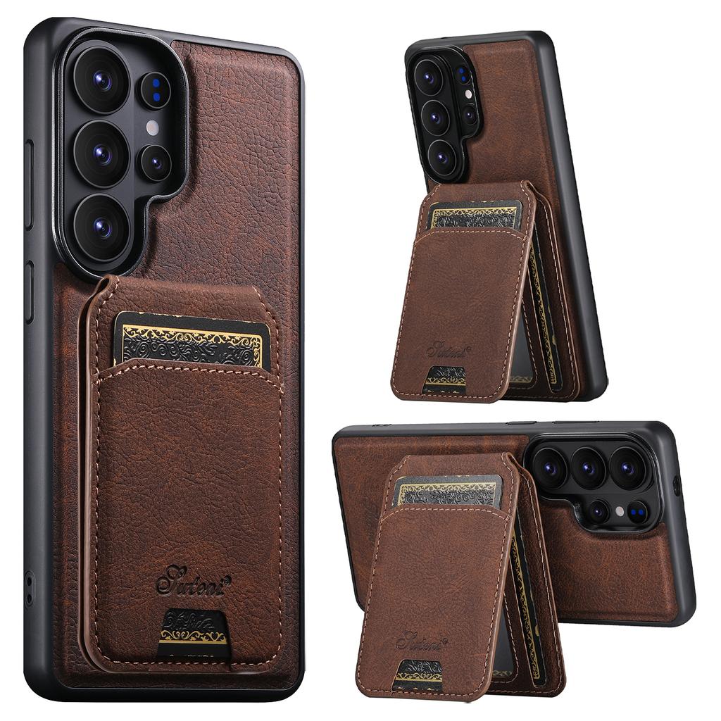 2 In 1 Detachable Lychee Grain Magnetic Leather Phone Case for Samsung S26 Ultra S25 Plus S24 S23 S22 Wireless Charging Cover