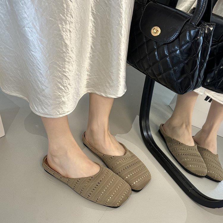 Women's 2025 summer beach soft-bottomed lazy one-pedal flat-bottomed Muller cool slippers
