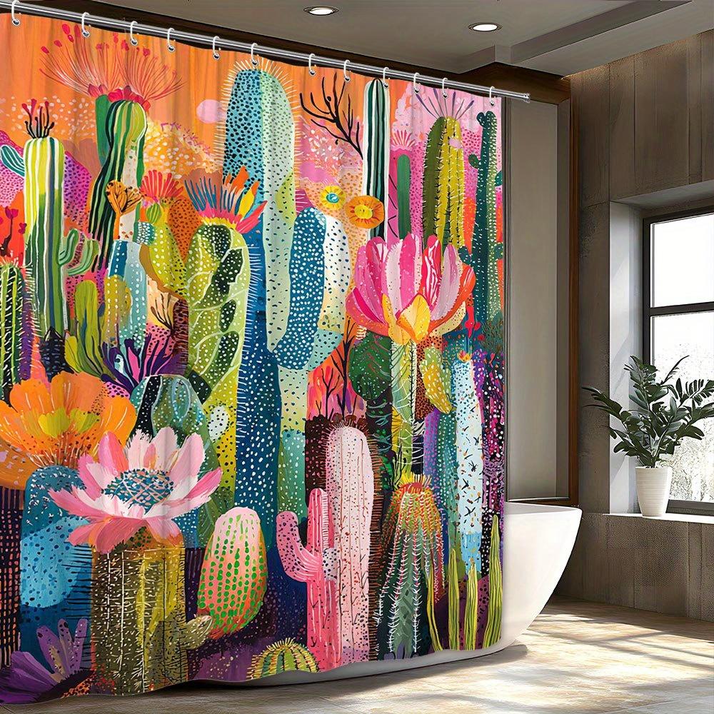 

Fantastic Desert Cactus And Sunset Polyester Shower Curtain Fashion Theme Including 12 Hooks Decorative Shower Curtain W60H190(CM)-1 Pcs
