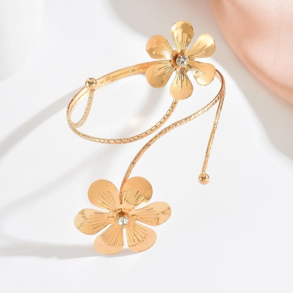 Adjustable Open Arm Bangle Floral Armband Vintage Flower Bracelet  Party