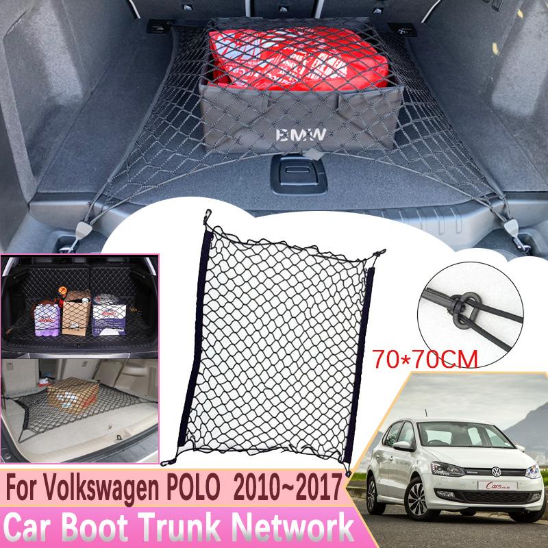 

для VW Volkswagen POLO 6R 6C 2010 2011 ~ 2017 Багажник автомобиля Сетевой крючок Сетчатый сетчатый органайзер груза Эластичный автомобиль для хранения