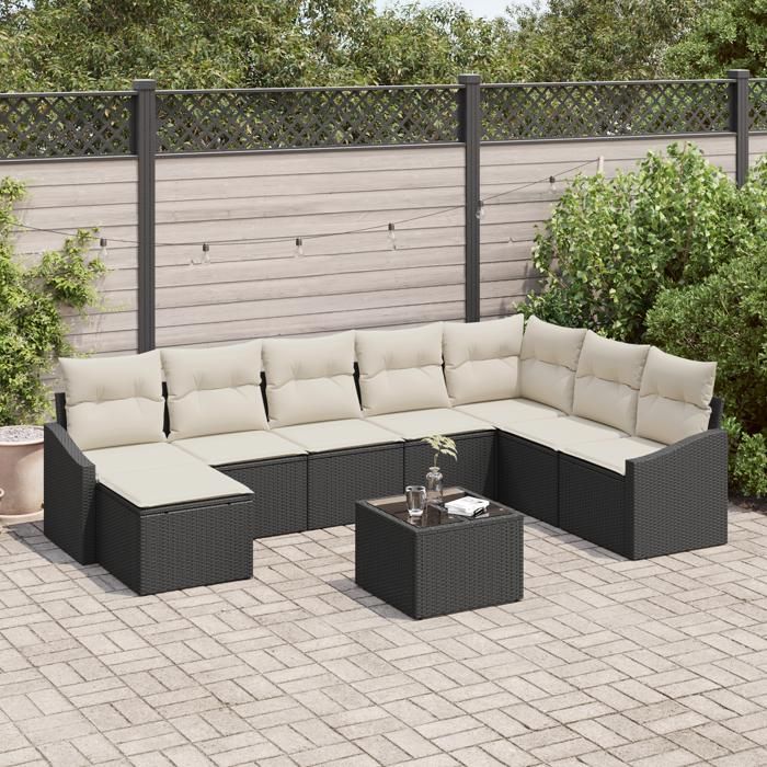 VidaXL Ensemble de salle à manger de jardin 8 pièces avec coussins en rattan poly 3355516