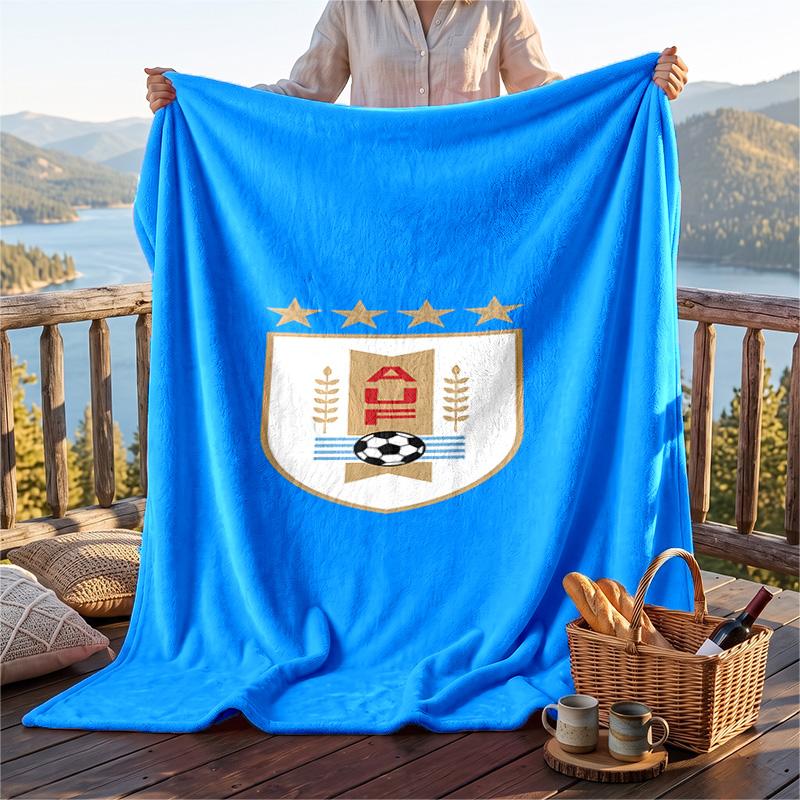 Warm Flannel Blanket Uruguay National Team Pattern, Lightweight Comfortable Throw Blanket for Bed Sofa Use
