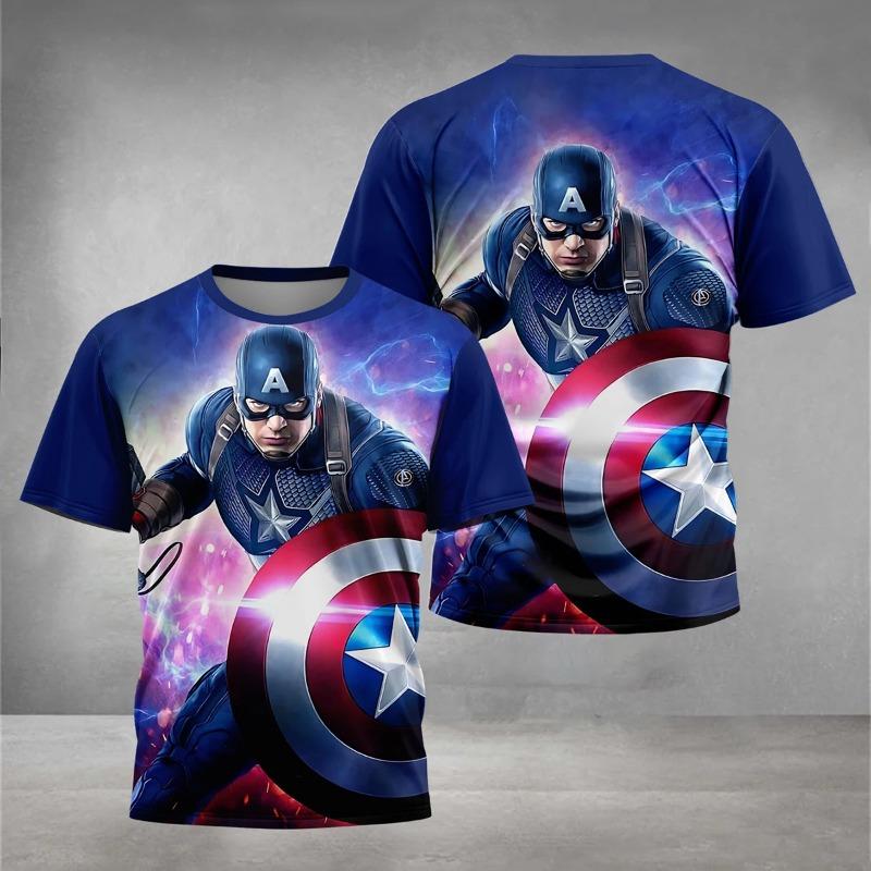 Men's Marvel Captain America 3D Printed T-shirt Outdoor Casual Short Sleeve