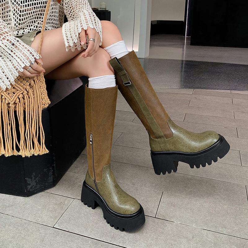 Niche design sweet and cool Spice girl platform knight boots autumn and winter new simple fashion high boots comfortable long boots look thin