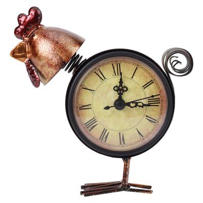 Reloj de Hierro con Forma de Pollo Estilo Retro Europeo Reloj de Mesa de Escritorio Adorno para el Hogar Artesanía Regalos