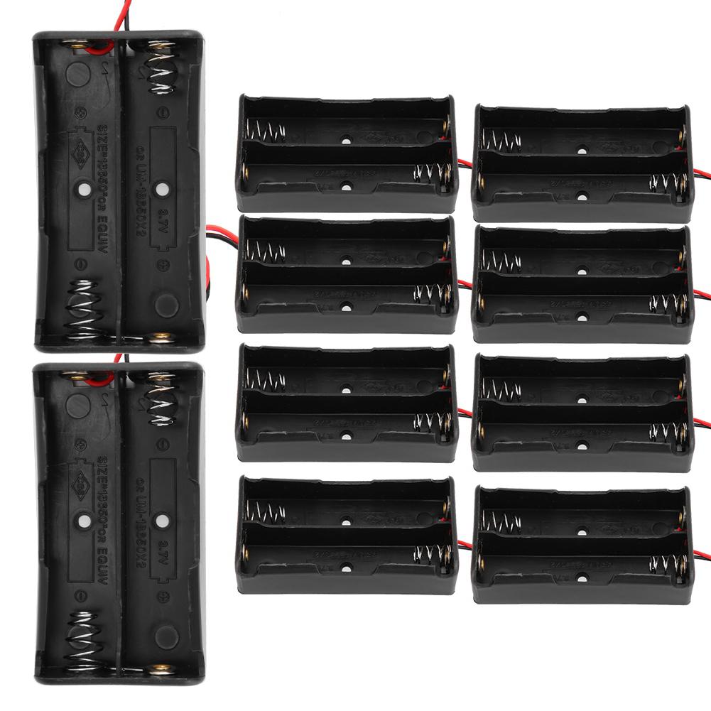 10pcs Double 18650 Battery 3.7V Storage Box Holder Case Black High Strength