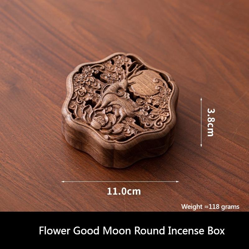 Incense Box/wooden New Chinese Carved Three-dimensional Hollow Pattern Indoor Desktop Placement Decoration Religious Supplies