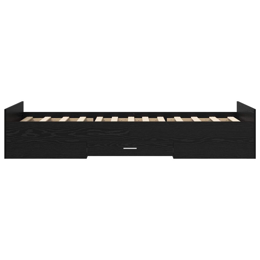 Bed Frame with Storage Black Oak 80 X 200 Cm