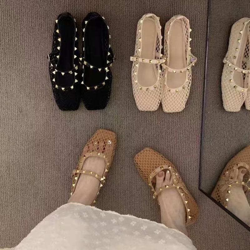 Fashion 2025 Mesh Breathable Rhinestone Fashion Versatile Women's New Fashion Style Belt Flat Soft Soled Mary Jane Shoes Women Shoes