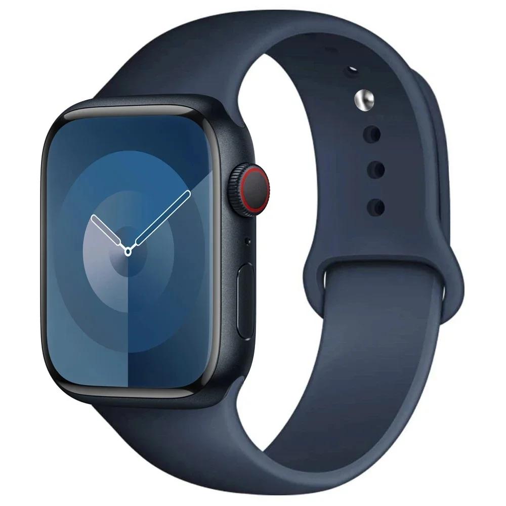Silicone Strap For Apple Watch band 45mm 44mm 41mm 42mm 40mm 49mm 38mm correa bracelet iWatch series 9 8 5 4 3 8 6 SE 7 Ultra 2
