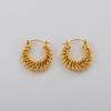 Wind Same Copper-Plated 18K Real Gold Woven Big Moon Hollow Ear Buckle Geometric C-Shaped Earrings Women