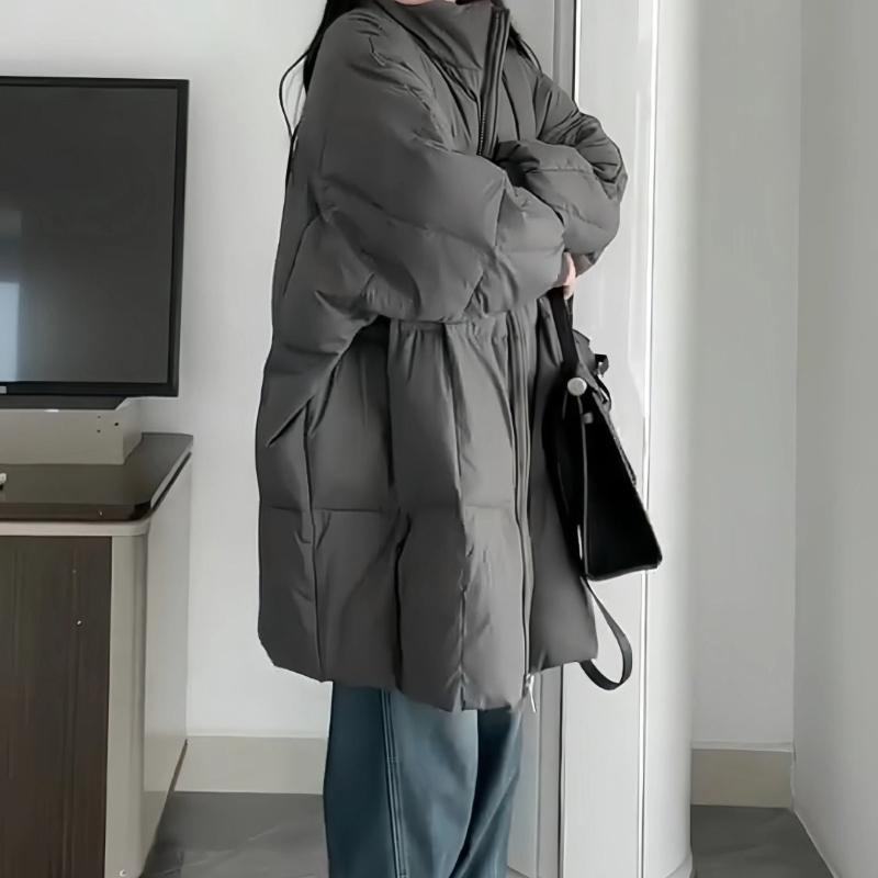 

Куртка с хлопковой подкладкой, женская зимняя, новая, утолщенная, средней длины, хлопковая подкладка, теплое, свободное, большого размера, пальто Bread L серый